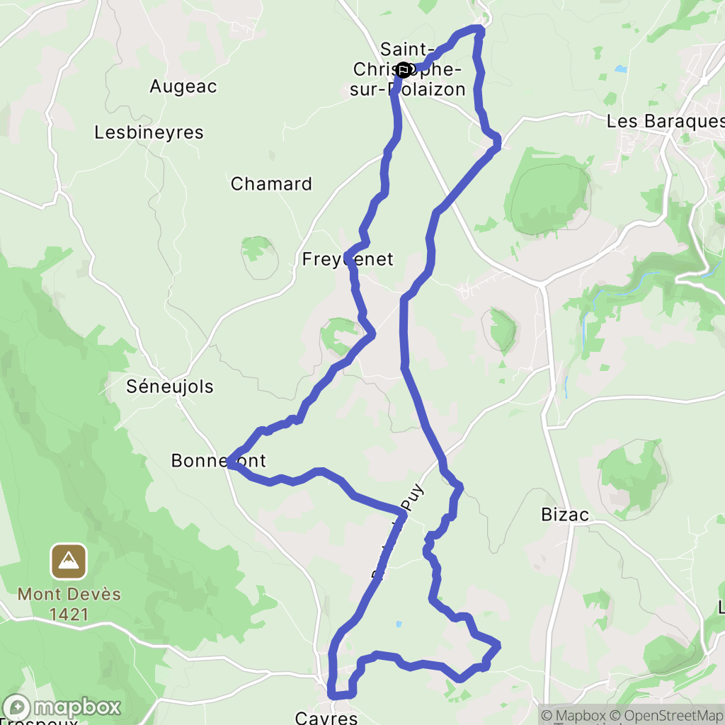 Saint-Christophe-sur-Dolaison : carte du parcours de randonnée - France