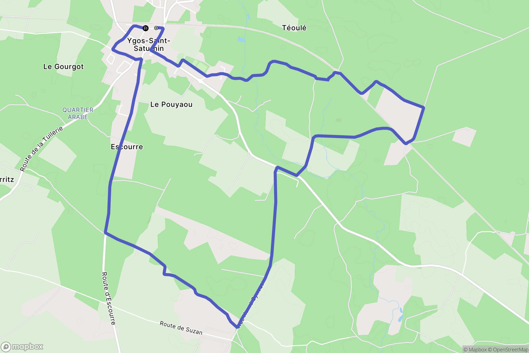 Ygos-Saint-Saturnin : carte du parcours de randonnée - France