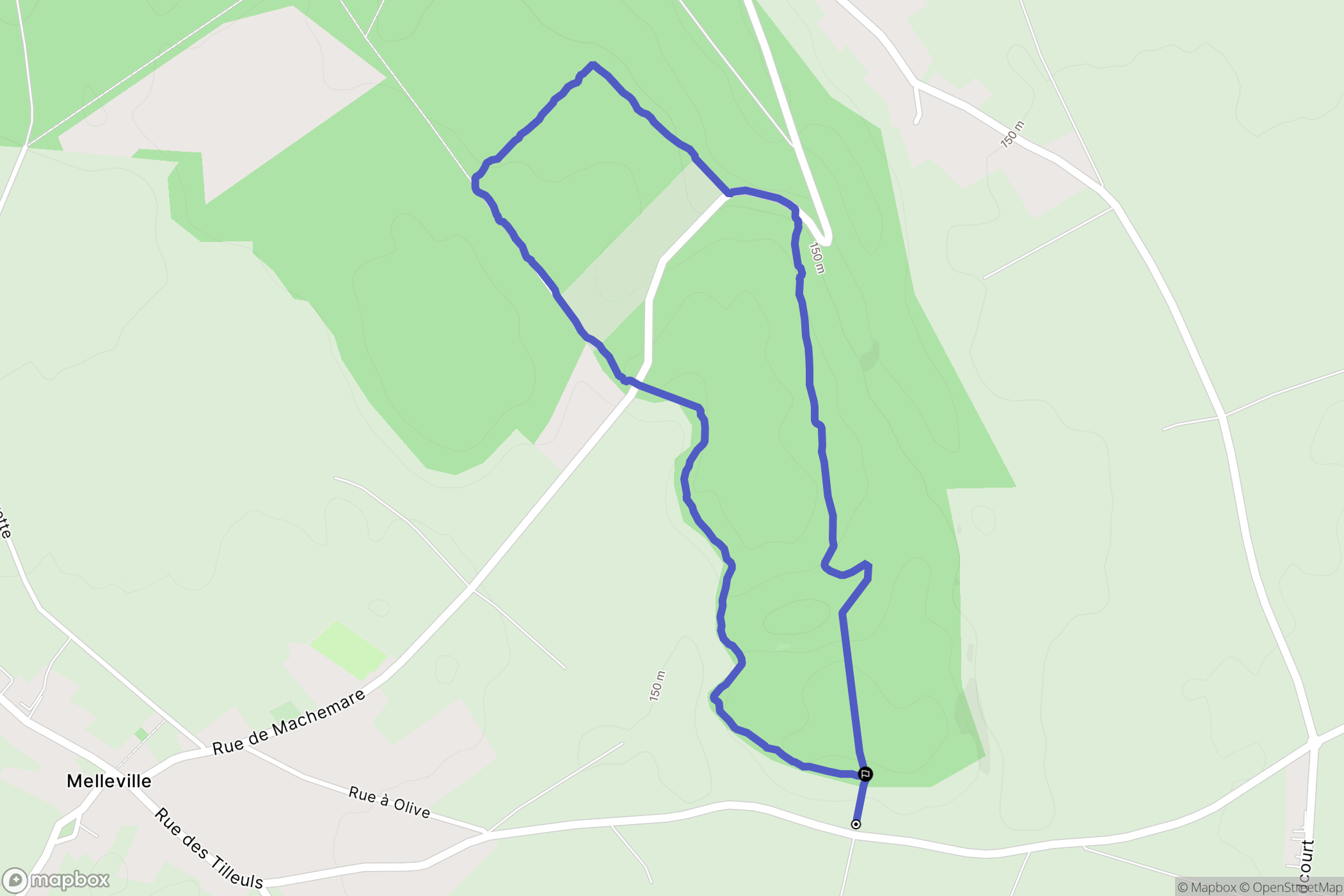 Guerville : carte du parcours de randonnée - France
