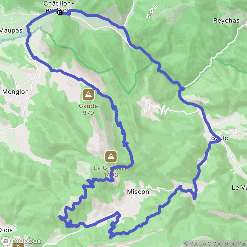 Châtillon-en-Diois : carte du parcours de randonnée - France