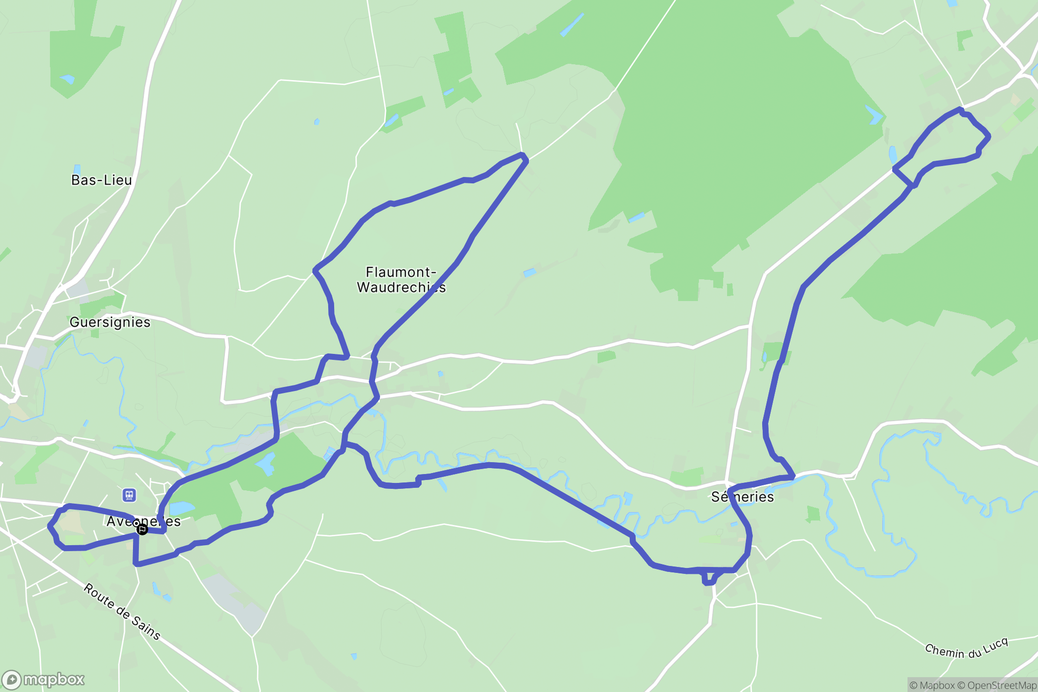 Avesnes sur Helpe : carte du parcours de randonnée - France
