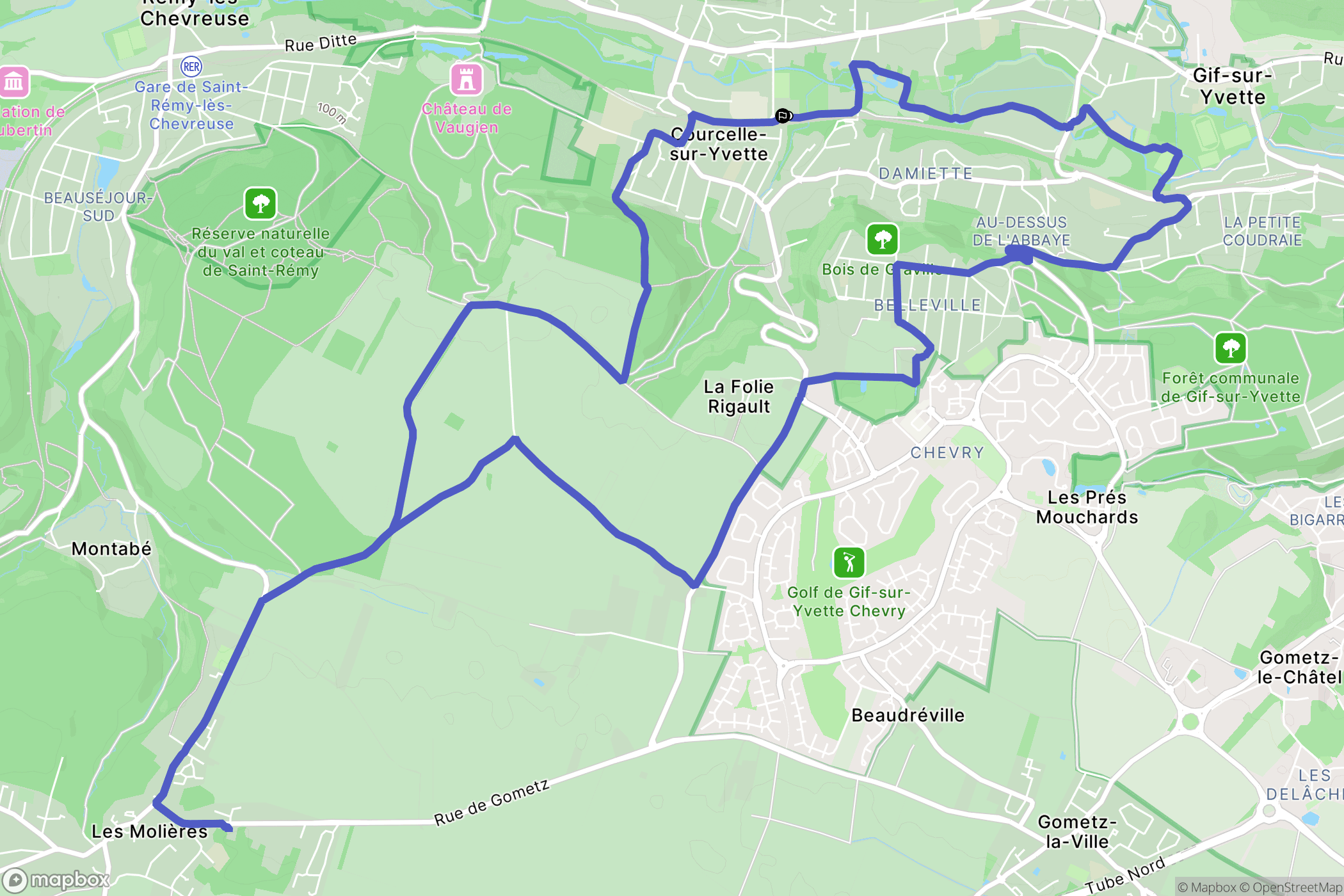 Gif-sur-Yvette : carte du parcours de randonnée - France