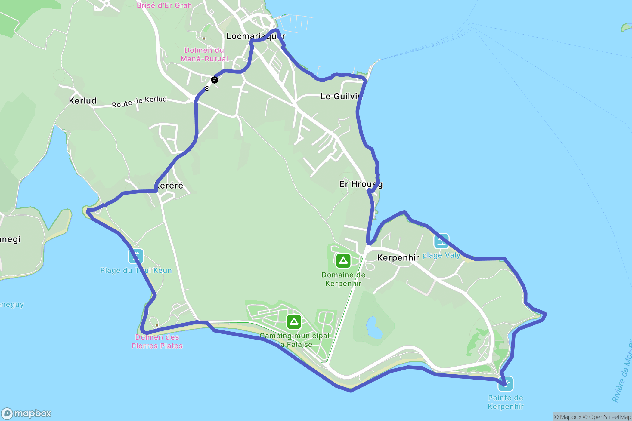 Locmariaquer : carte du parcours de randonnée - France