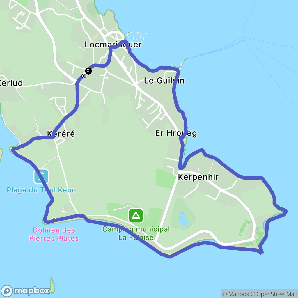 Locmariaquer : carte du parcours de randonnée - France