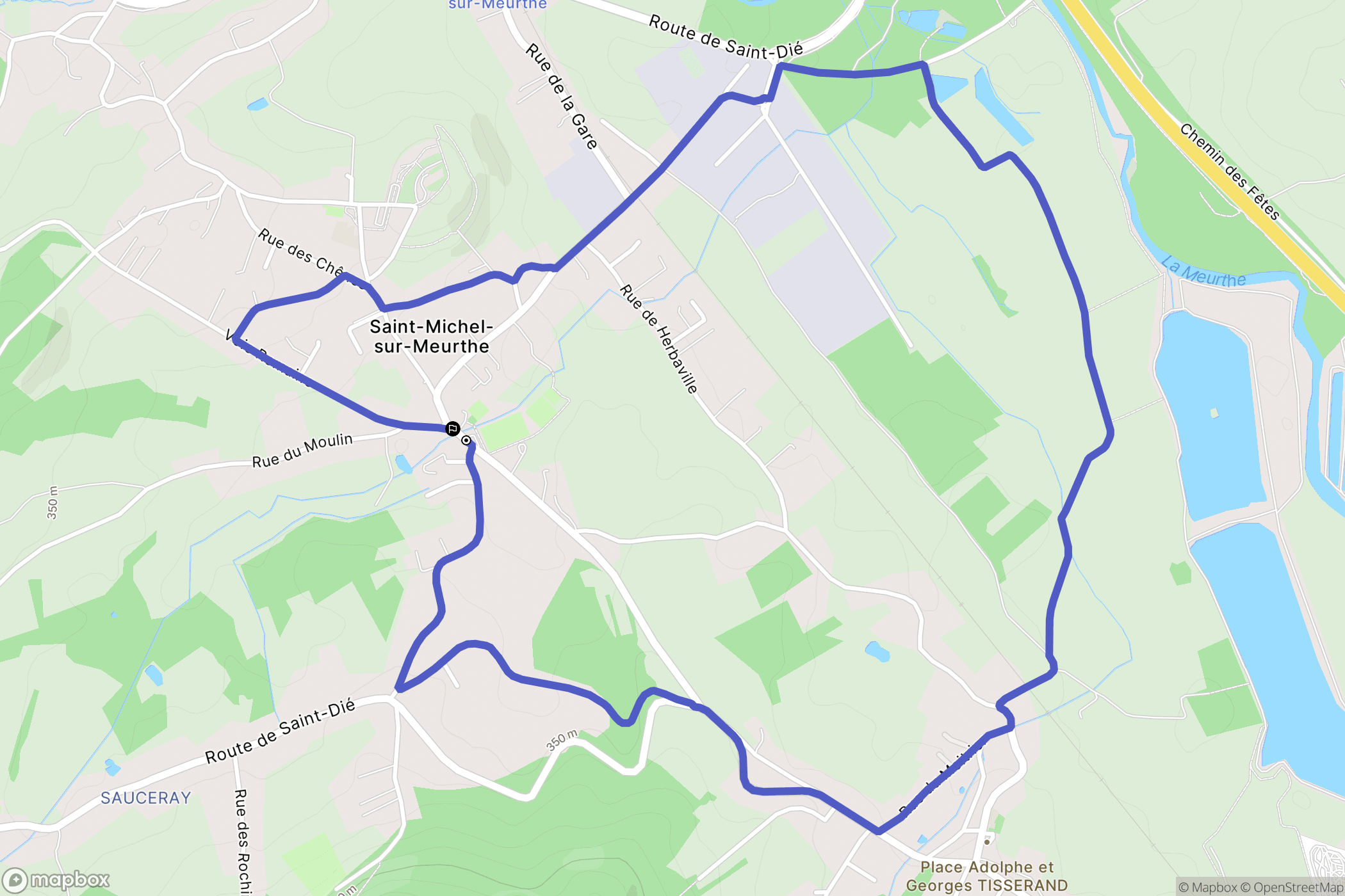 Saint Michel sur Meurthe : carte du parcours de randonnée - France