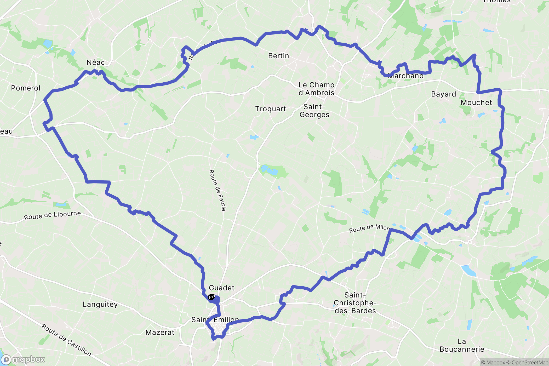 Saint-Émilion : carte du parcours de randonnée - France
