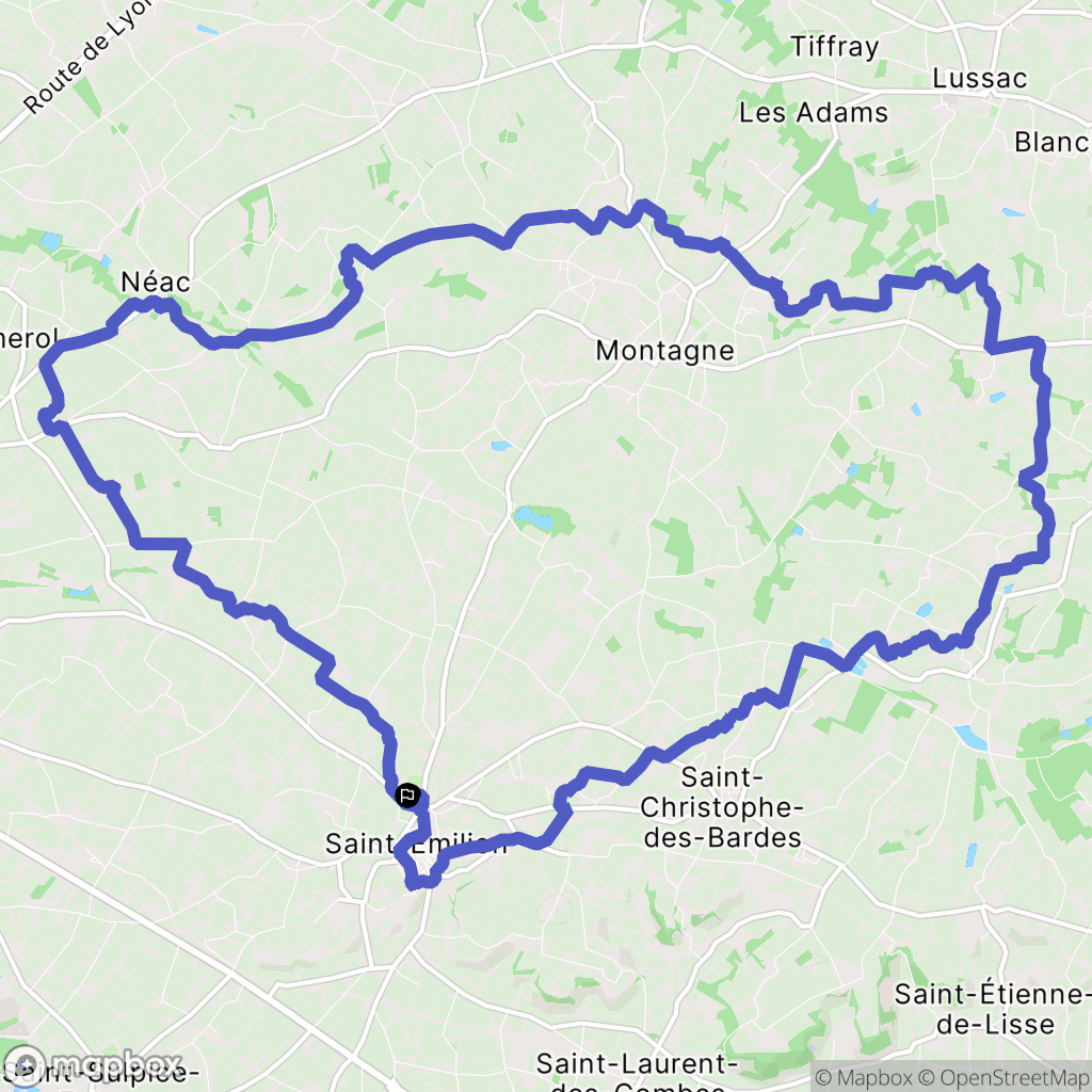 Saint-Émilion : carte du parcours de randonnée - France