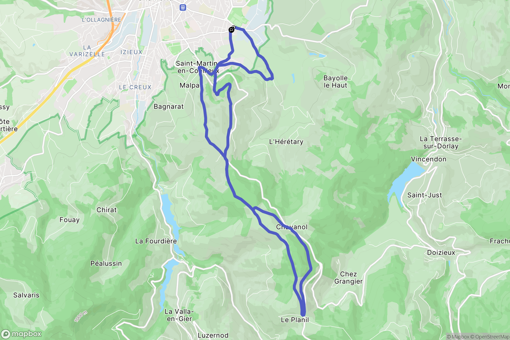 Saint-Chamond : carte du parcours de randonnée - France