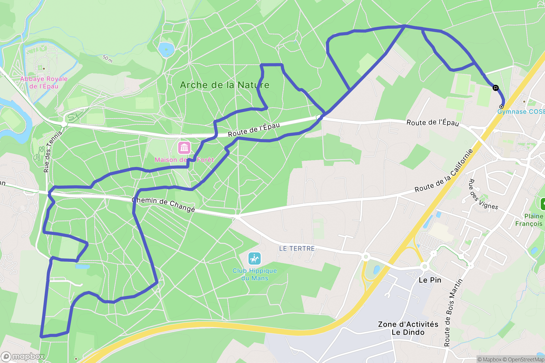 Changé : carte du parcours de randonnée - France
