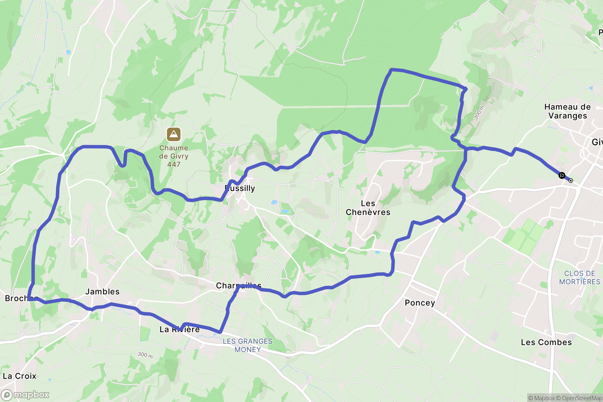 Givry : carte du parcours de randonnée - France