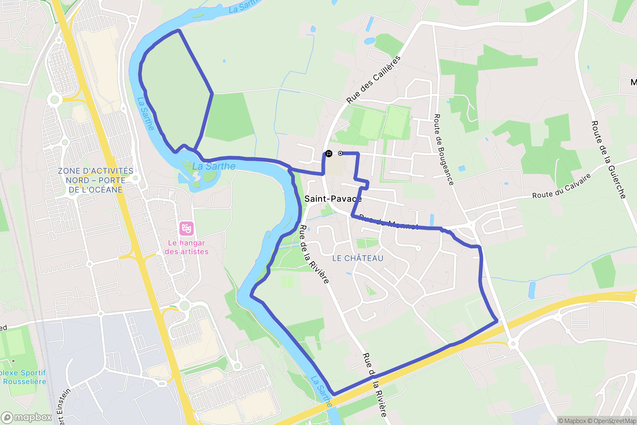 Saint-Pavace : carte du parcours de randonnée - France