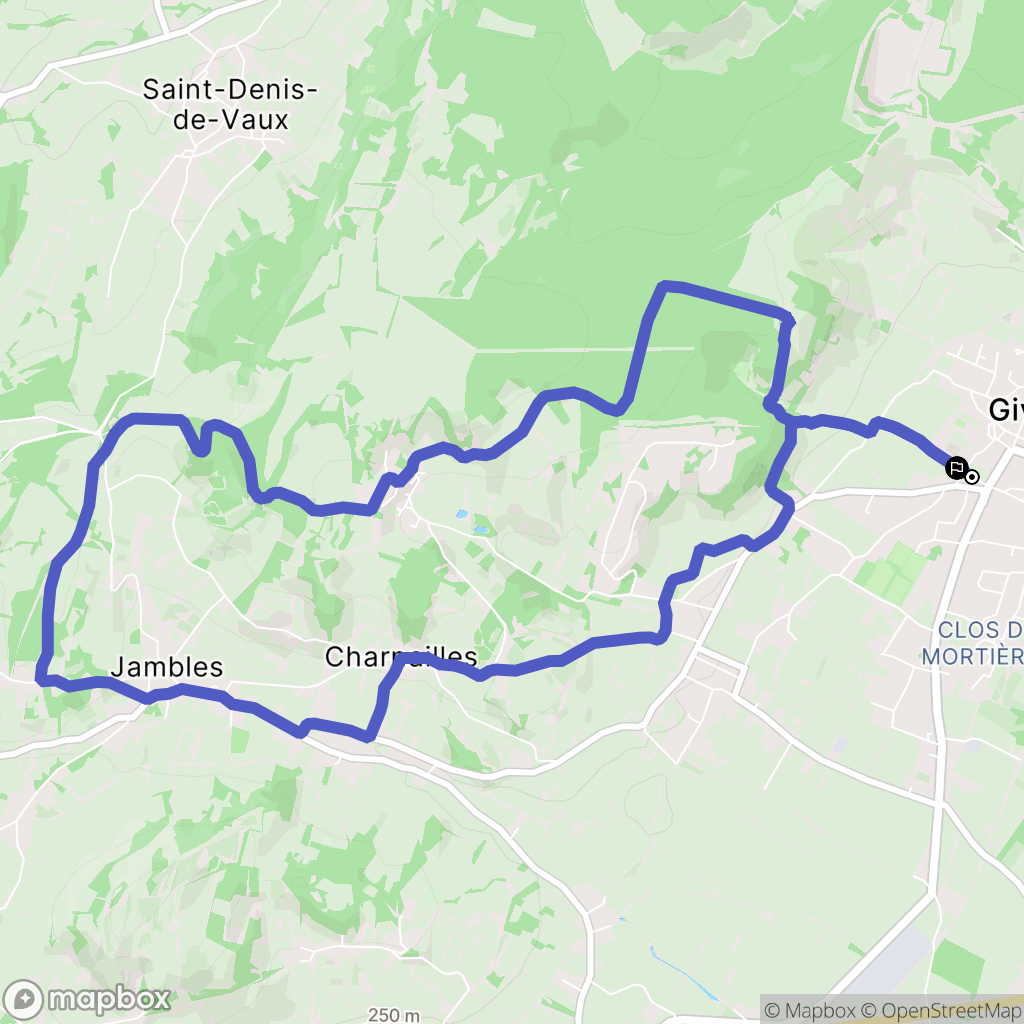 Givry : carte du parcours de randonnée - France