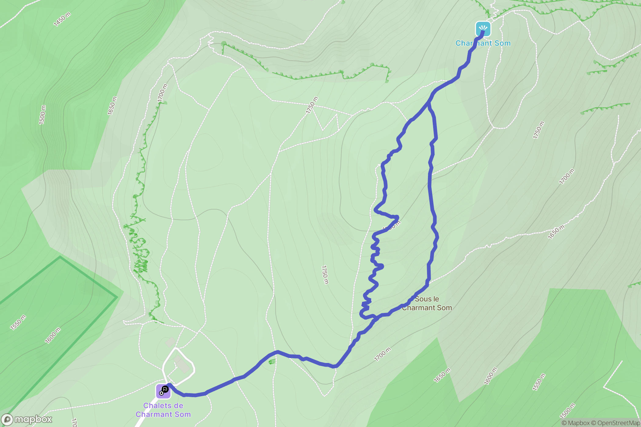 Saint-Pierre-de-Chartreuse : carte du parcours de randonnée - France