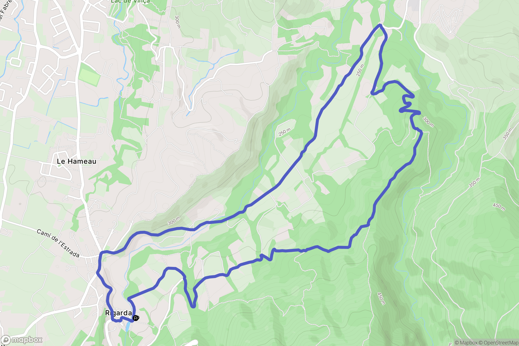 Rigarda : carte du parcours de randonnée - France