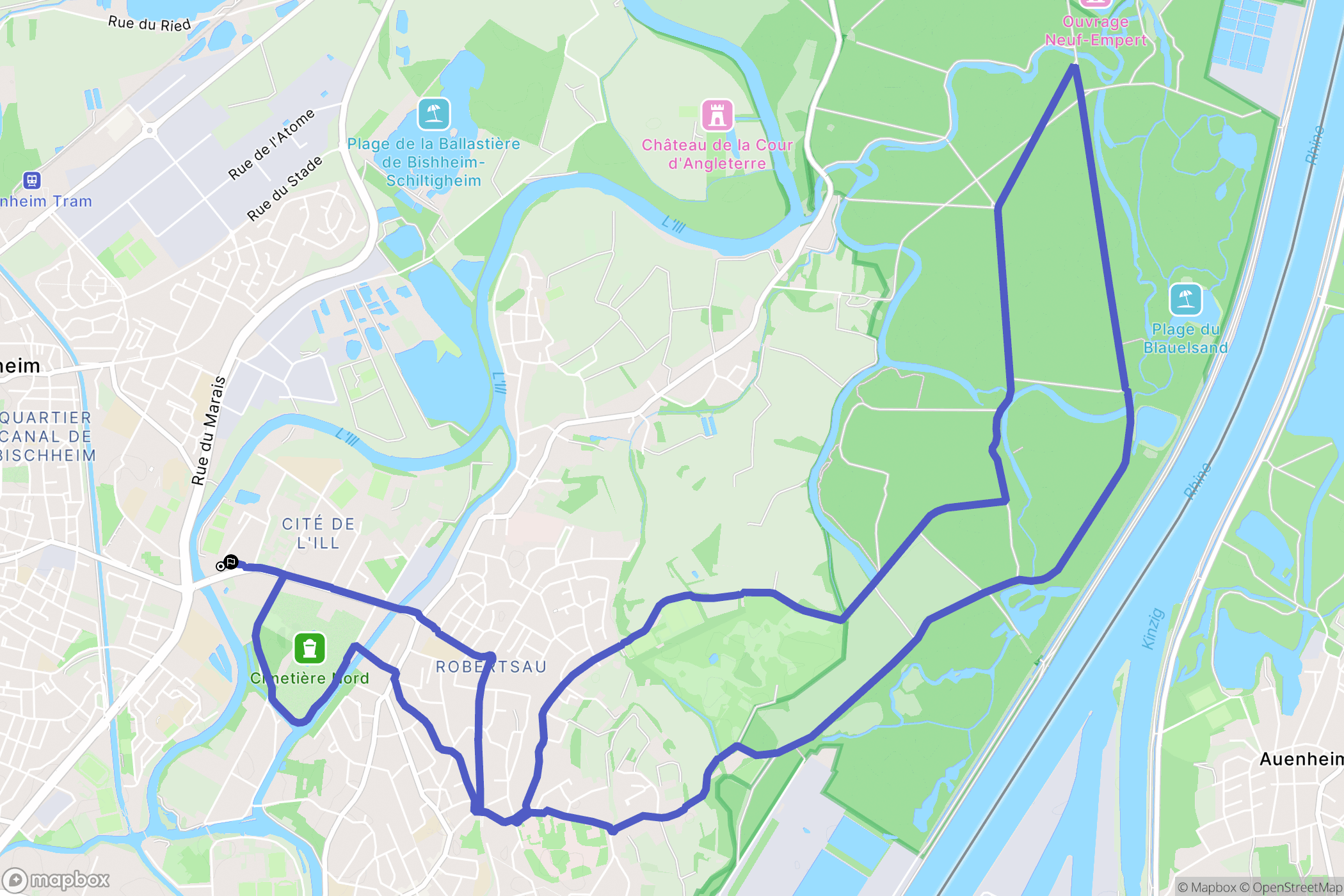 Strasbourg : carte du parcours de randonnée - France