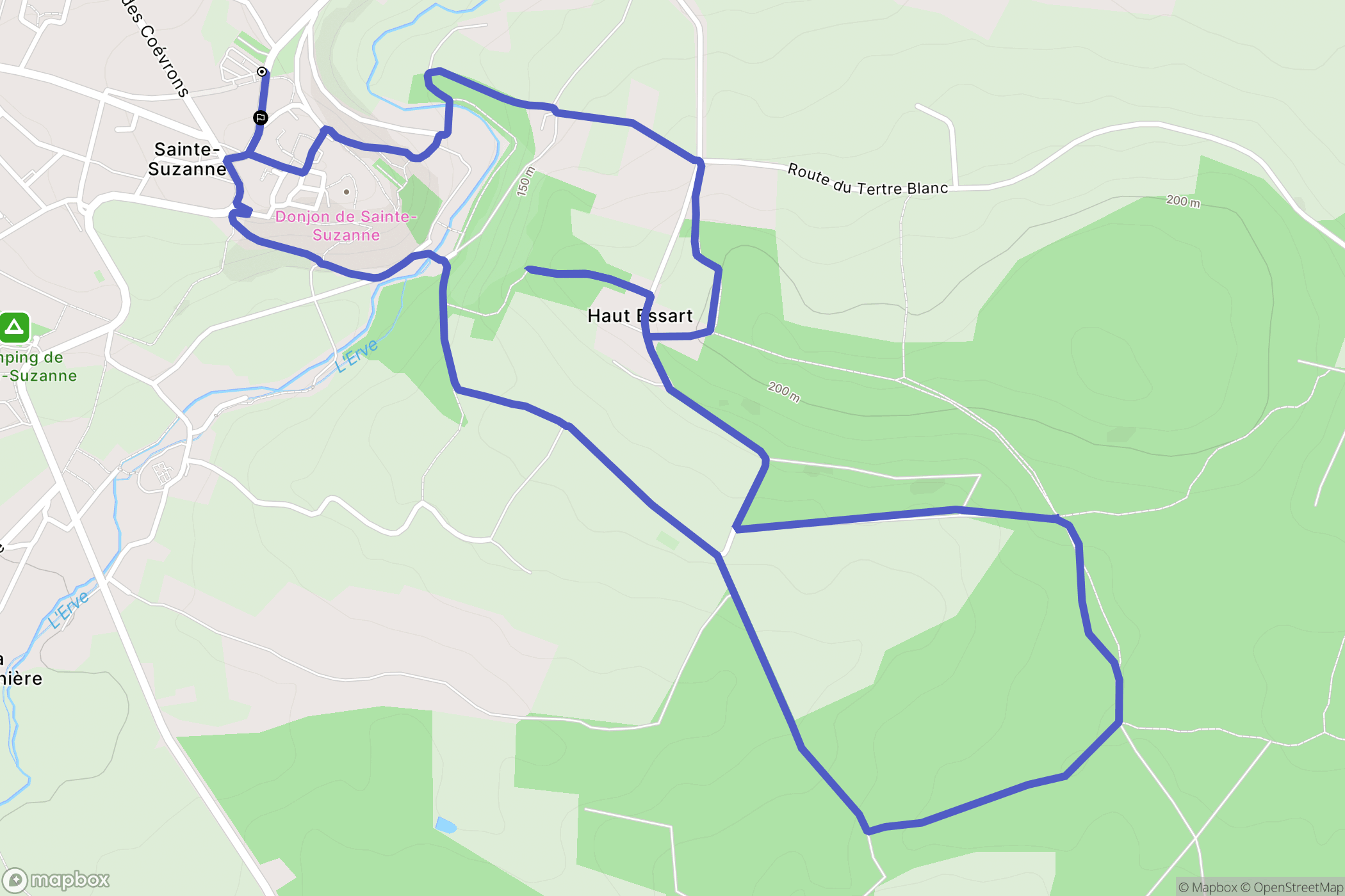 Sainte-Suzanne-et-Chammes : carte du parcours de randonnée - France