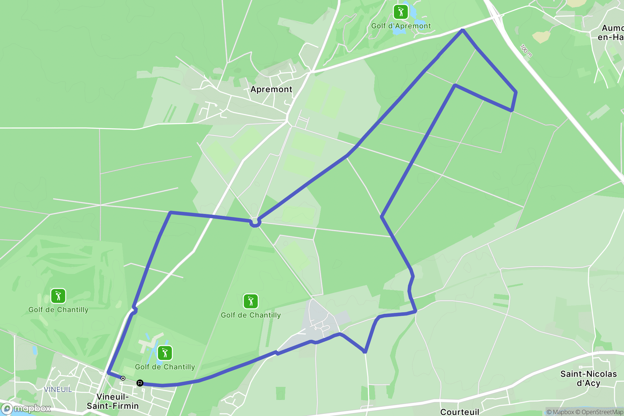 Vineuil-Saint-Firmin : carte du parcours de randonnée - France
