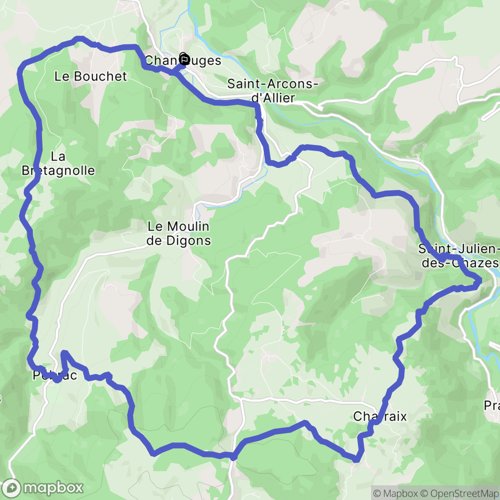Chanteuges : carte du parcours de randonnée - France