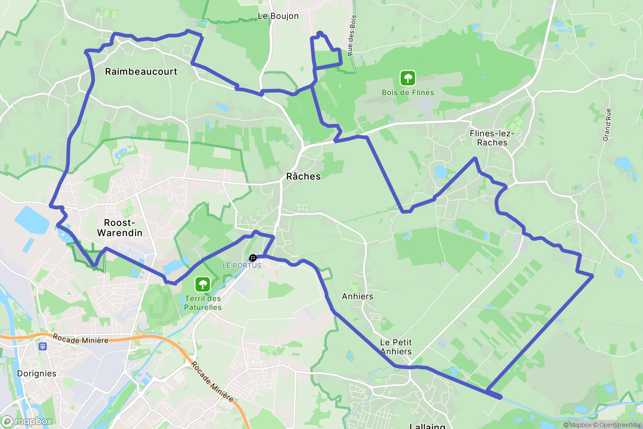 Douai : carte du parcours de randonnée - France