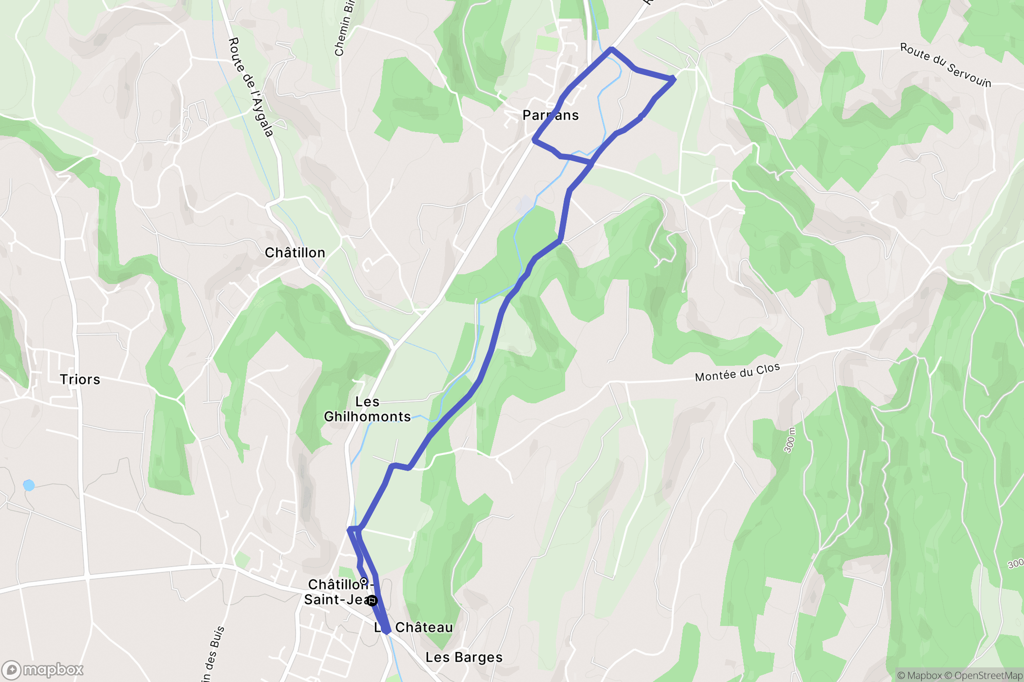 Chatillon Saint Jean : carte du parcours de randonnée - France