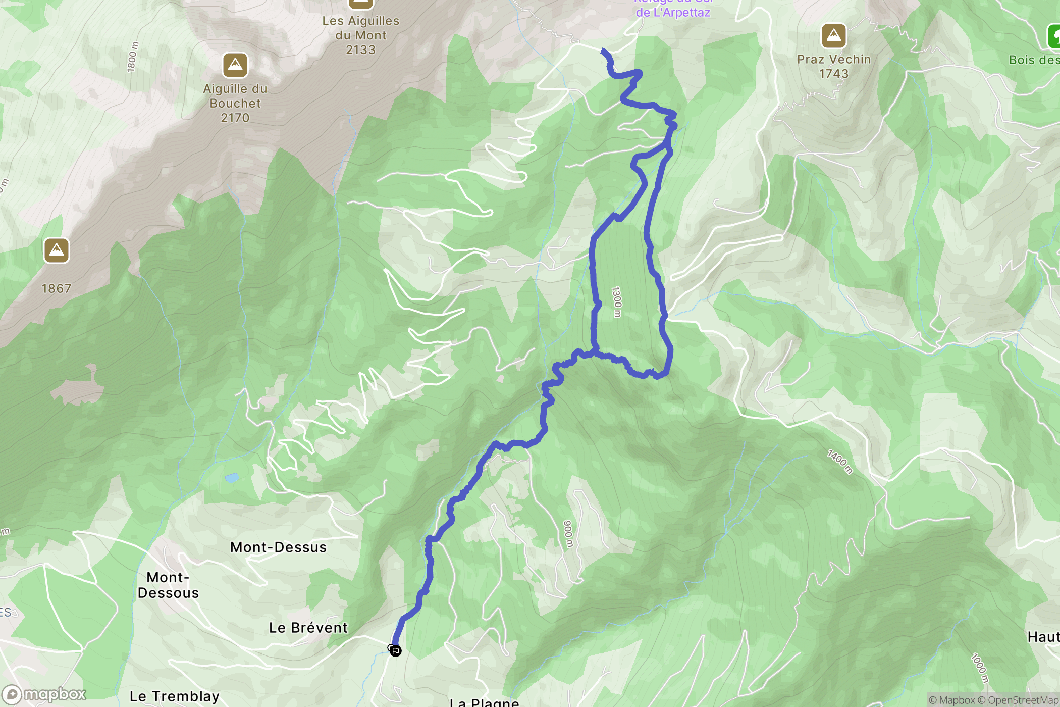 Ugine : carte du parcours de randonnée - France