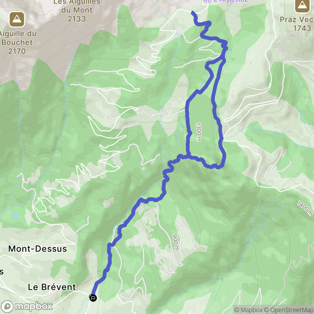Ugine : carte du parcours de randonnée - France