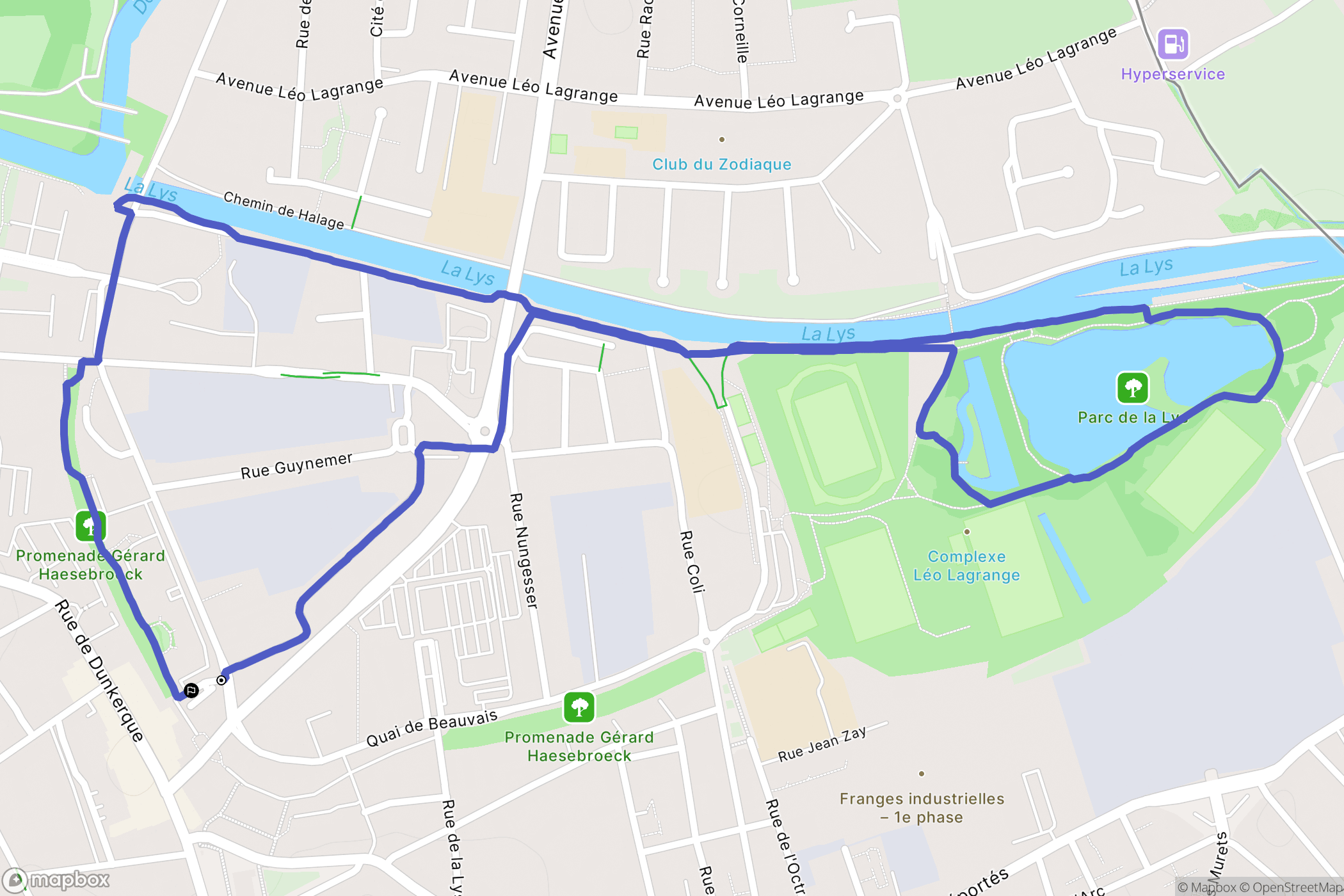 Armentières : carte du parcours de randonnée - France