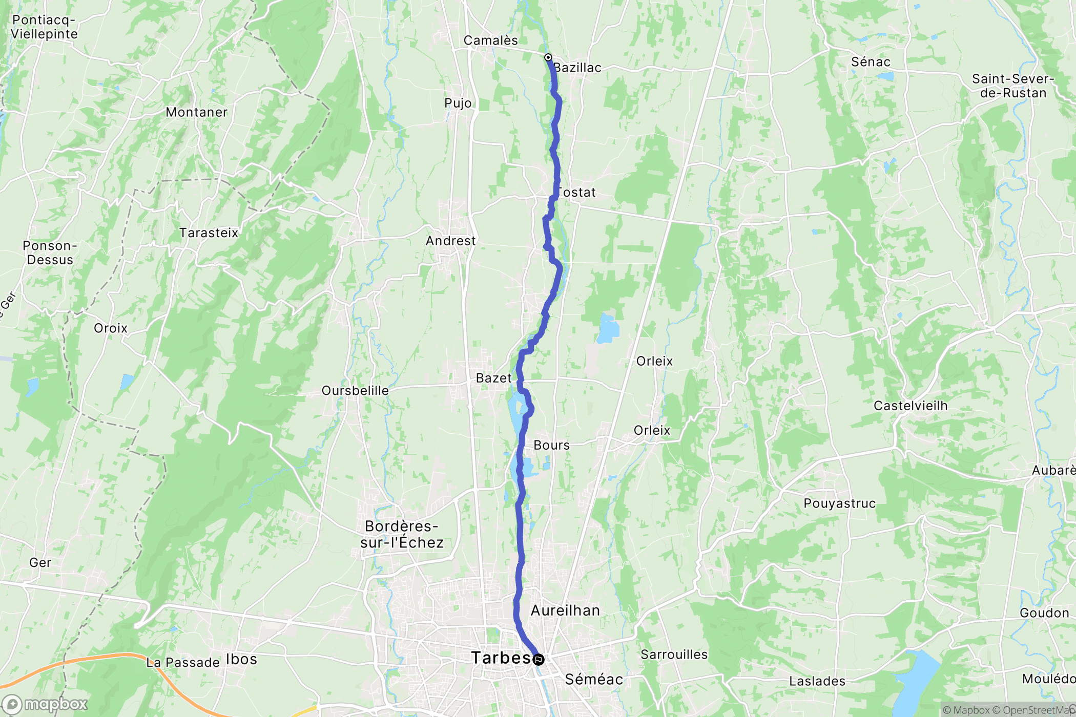 Bazillac : carte du parcours de randonnée - France