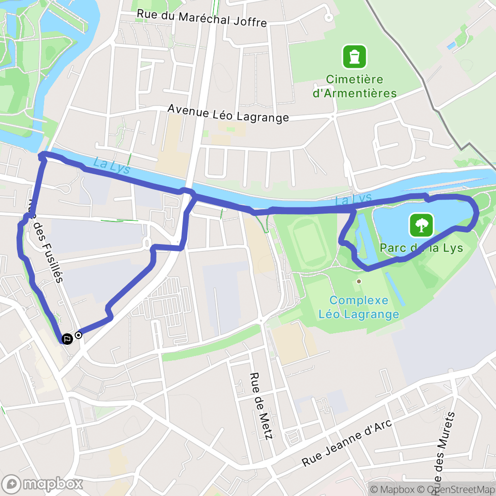 Armentières : carte du parcours de randonnée - France