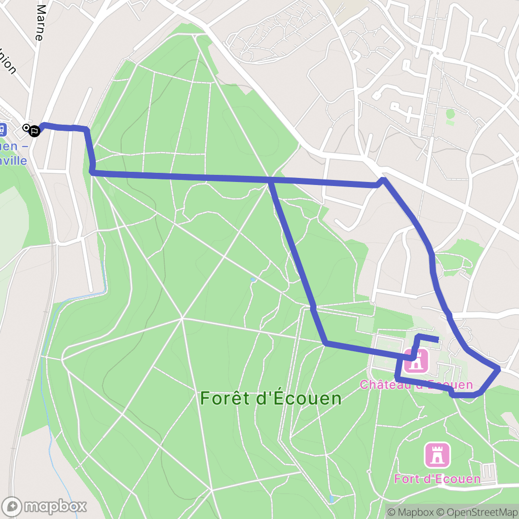 Écouen : carte du parcours de randonnée - France