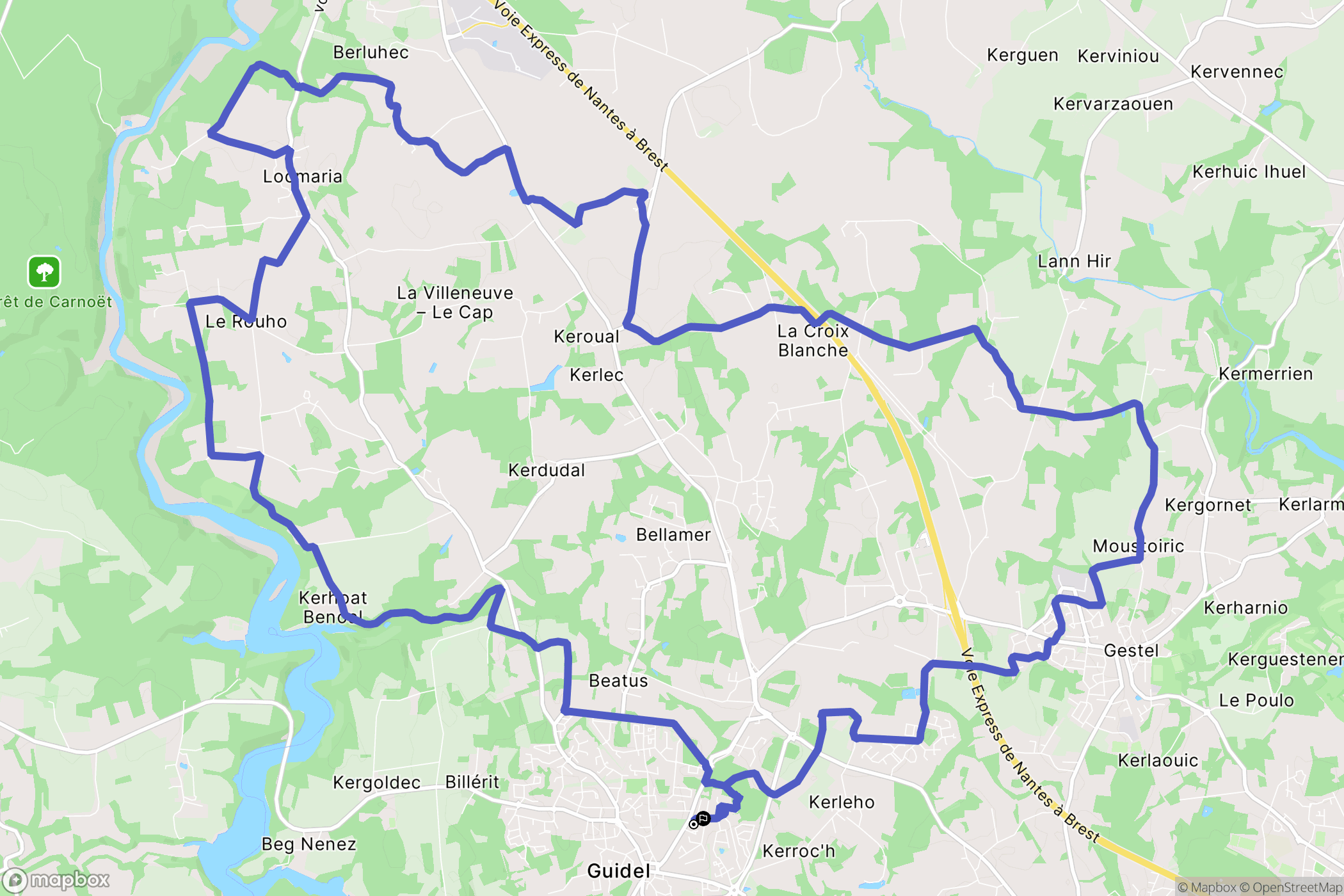Guidel : carte du parcours de randonnée - France