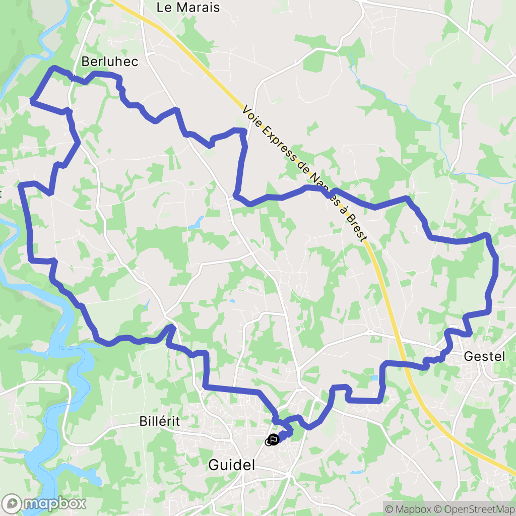 Guidel : carte du parcours de randonnée - France