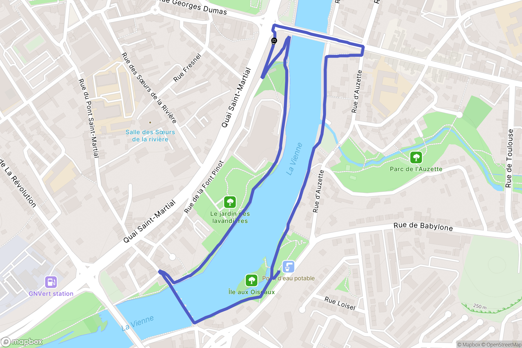 Limoges : carte du parcours de randonnée - France