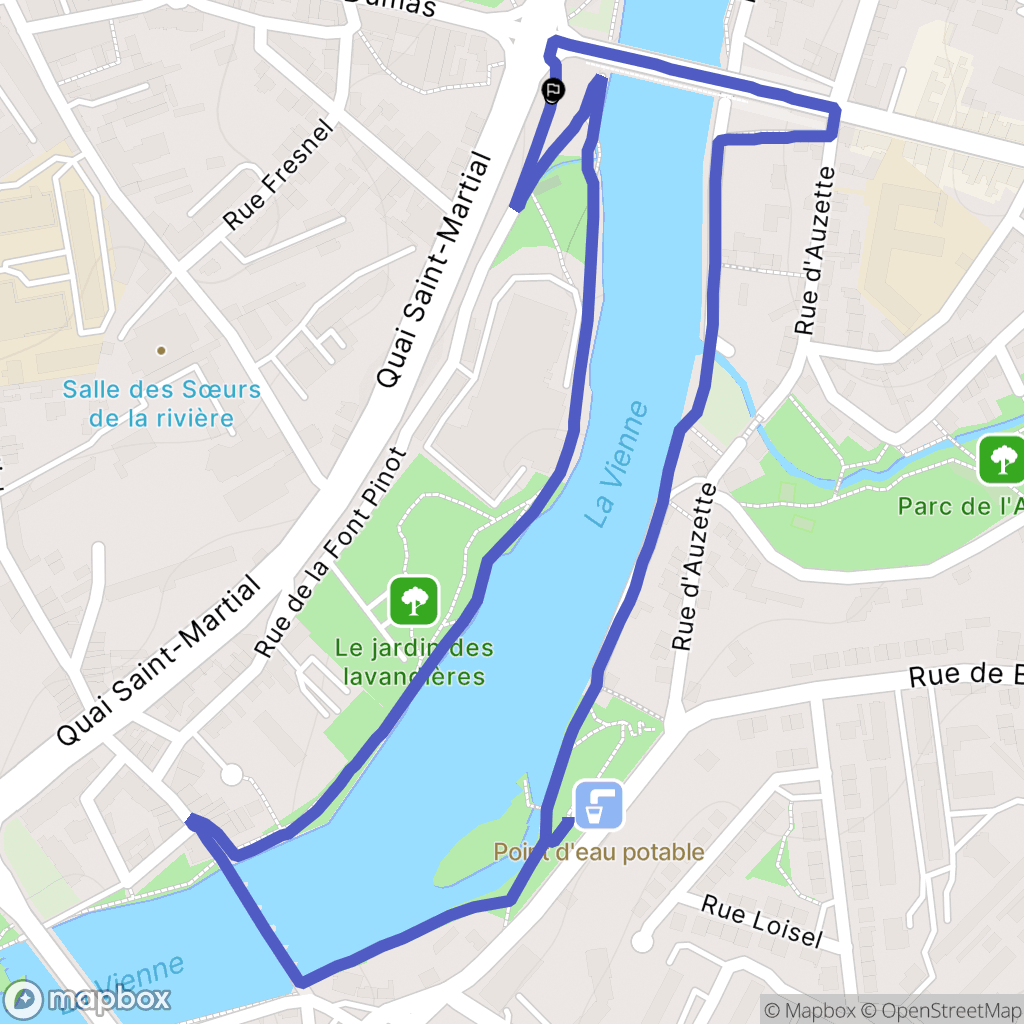 Limoges : carte du parcours de randonnée - France
