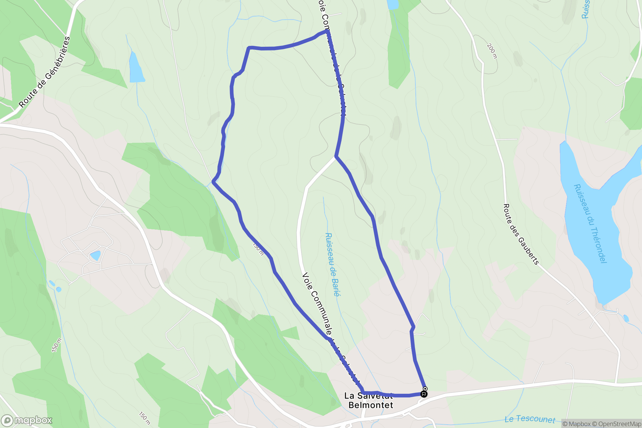 La Salvetat-Belmontet : carte du parcours de randonnée - France