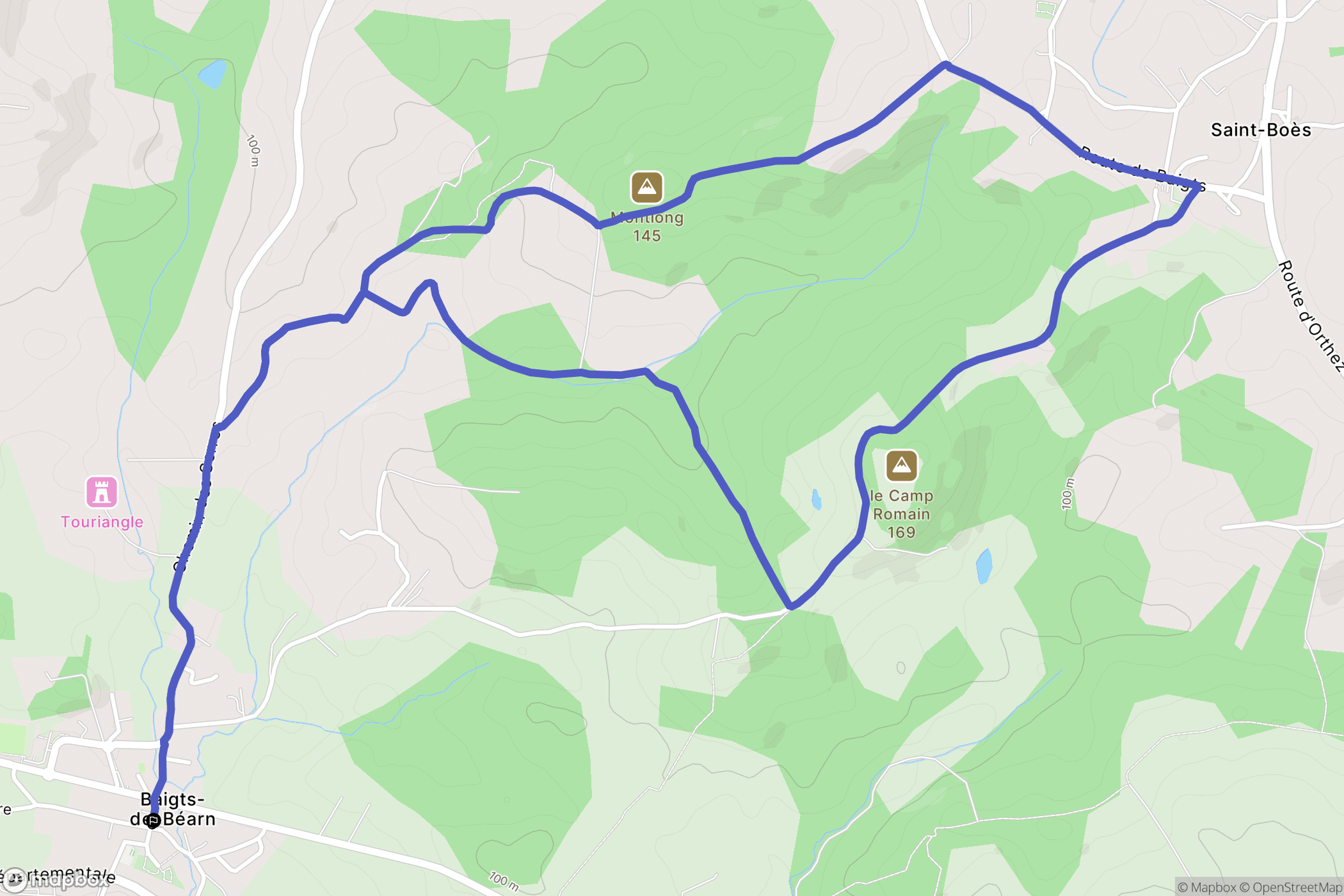 Baigts-de-Béarn : carte du parcours de randonnée - France