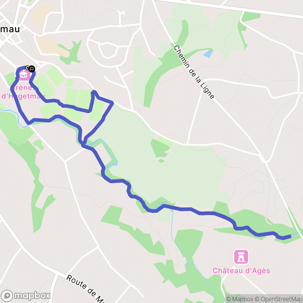 Hagetmau : carte du parcours de randonnée - France