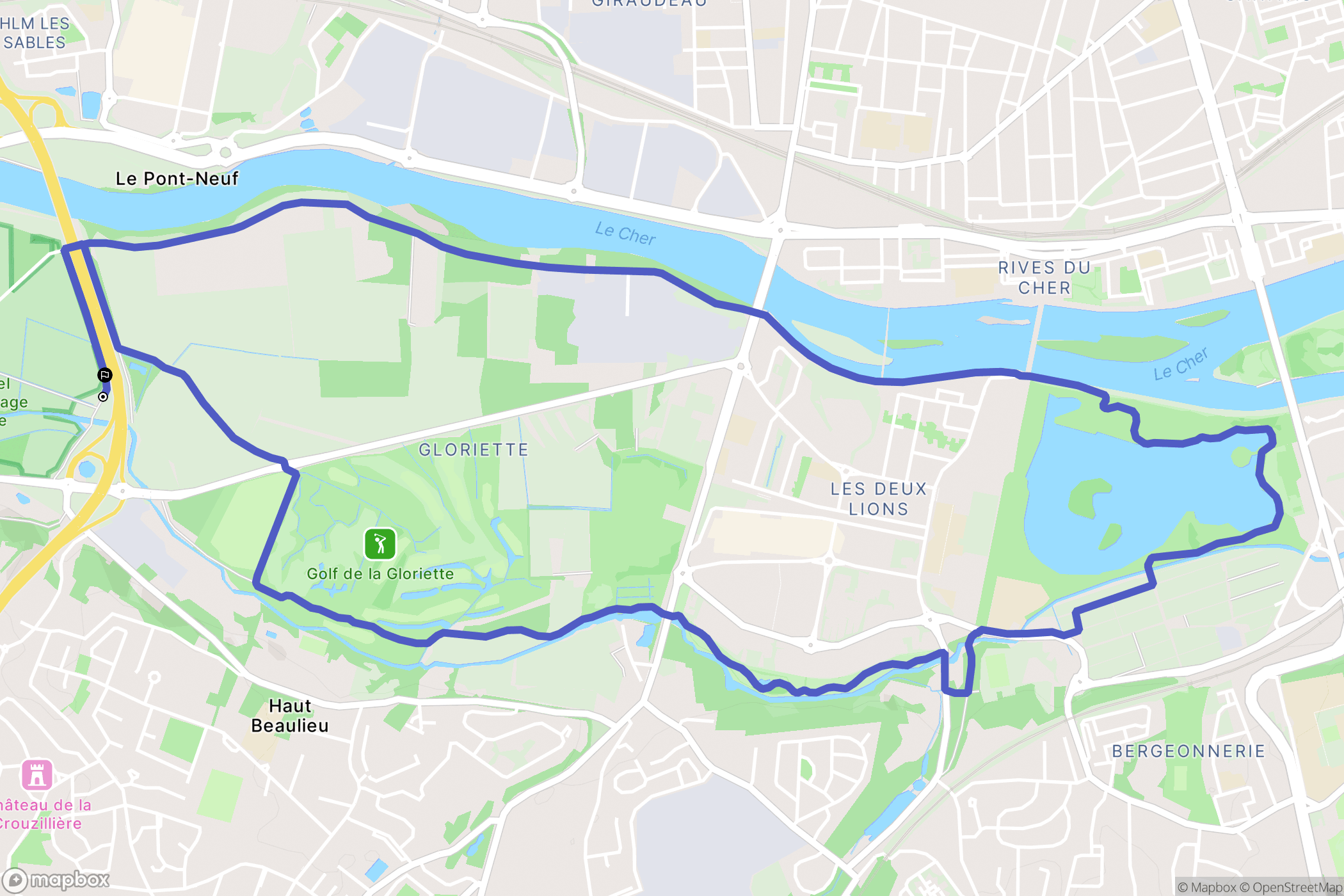 Tours : carte du parcours de randonnée - France