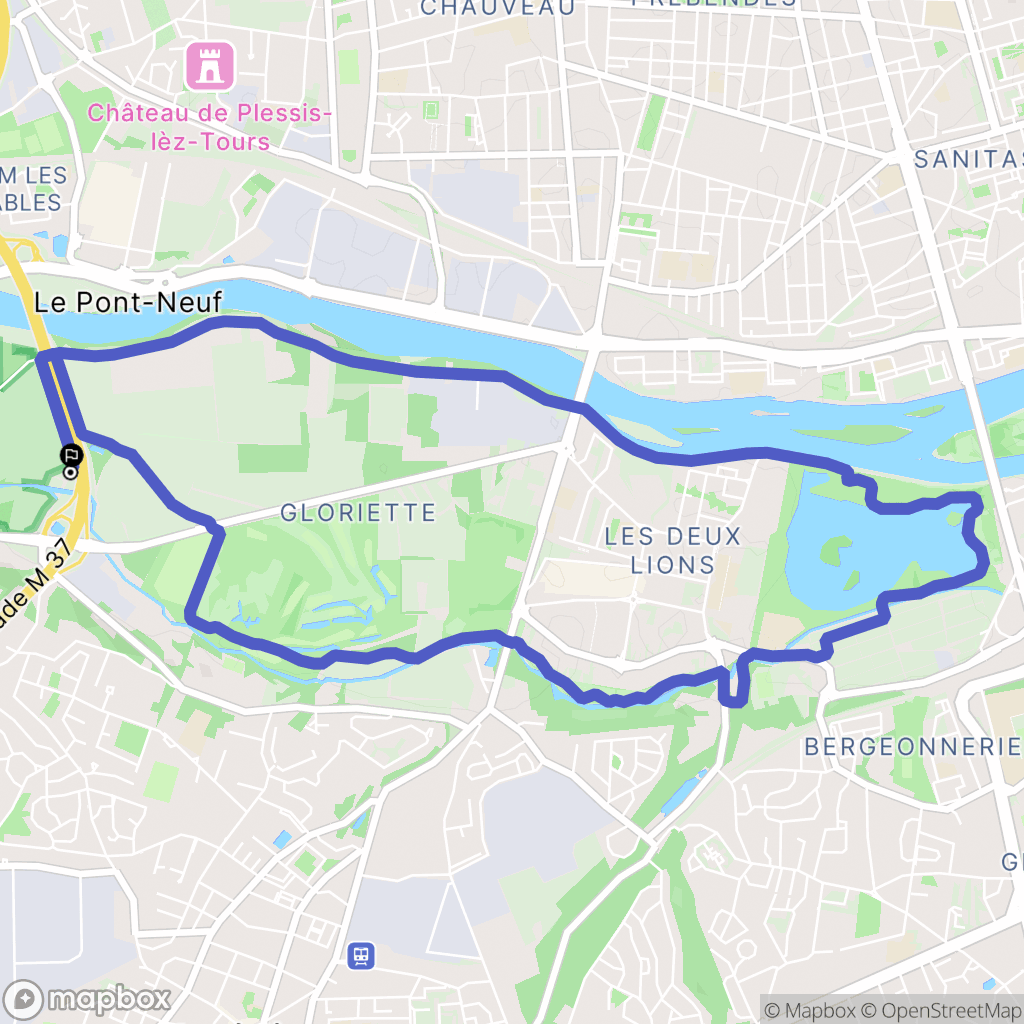 Tours : carte du parcours de randonnée - France