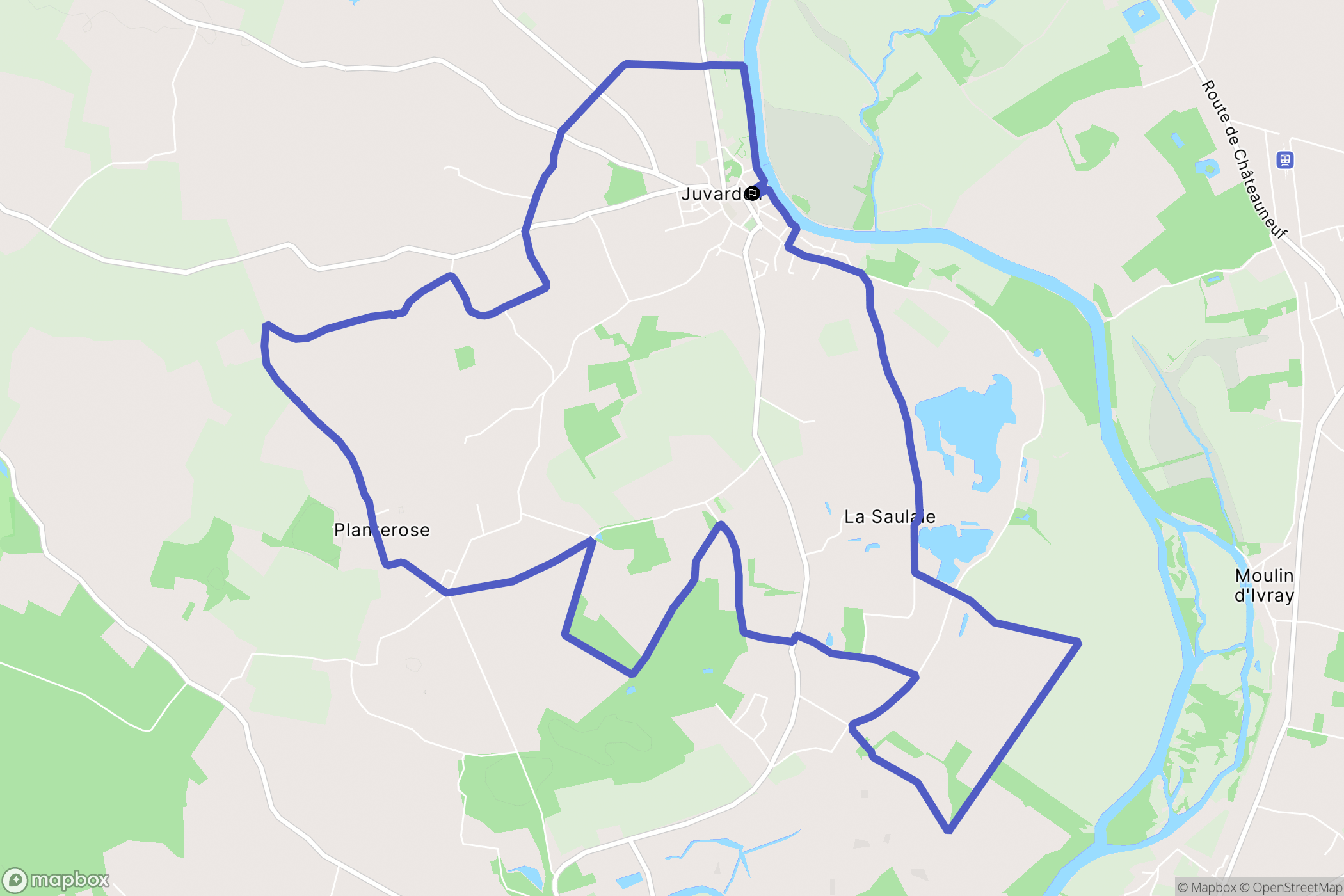 Juvardeil : carte du parcours de randonnée - France