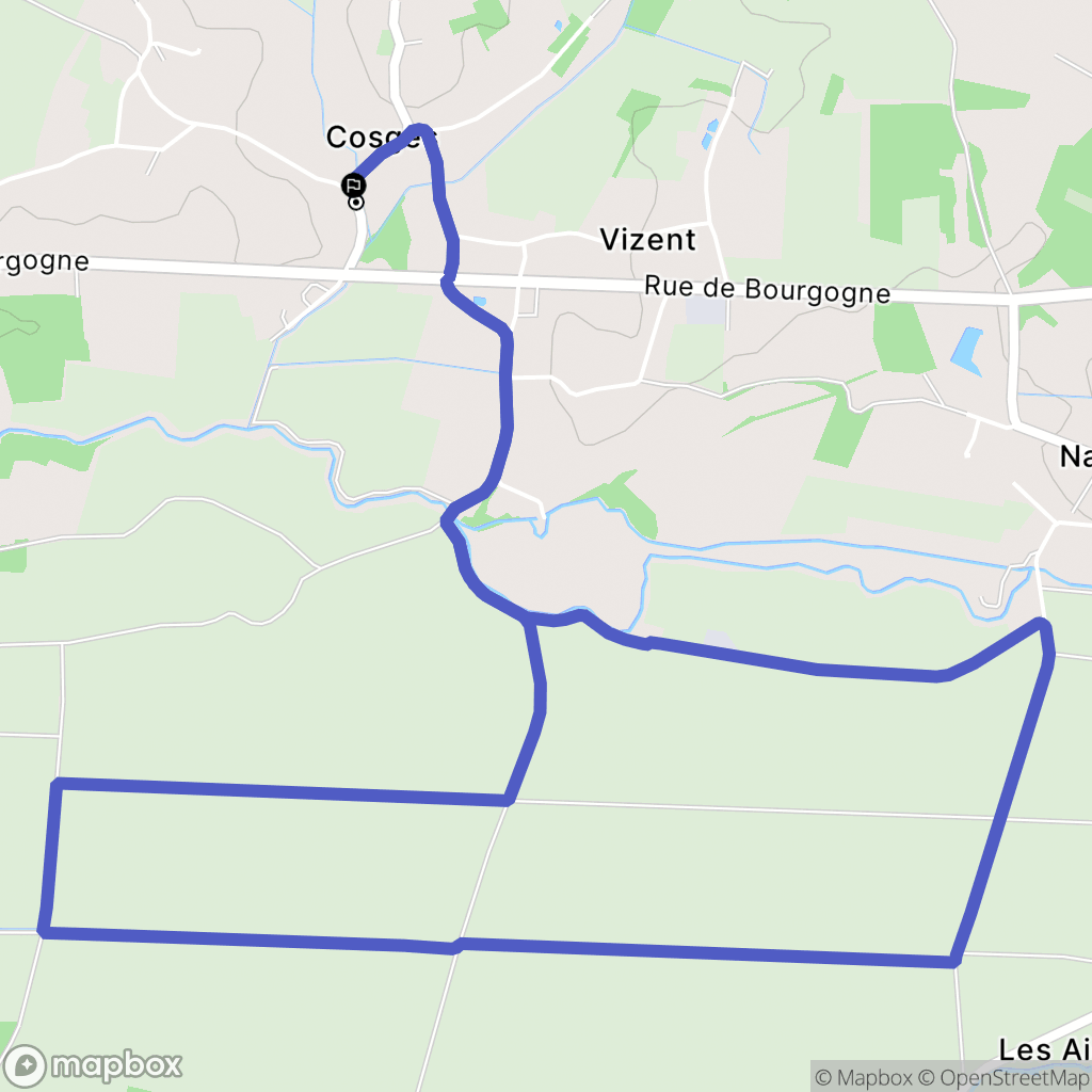 Cosges : carte du parcours de randonnée - France