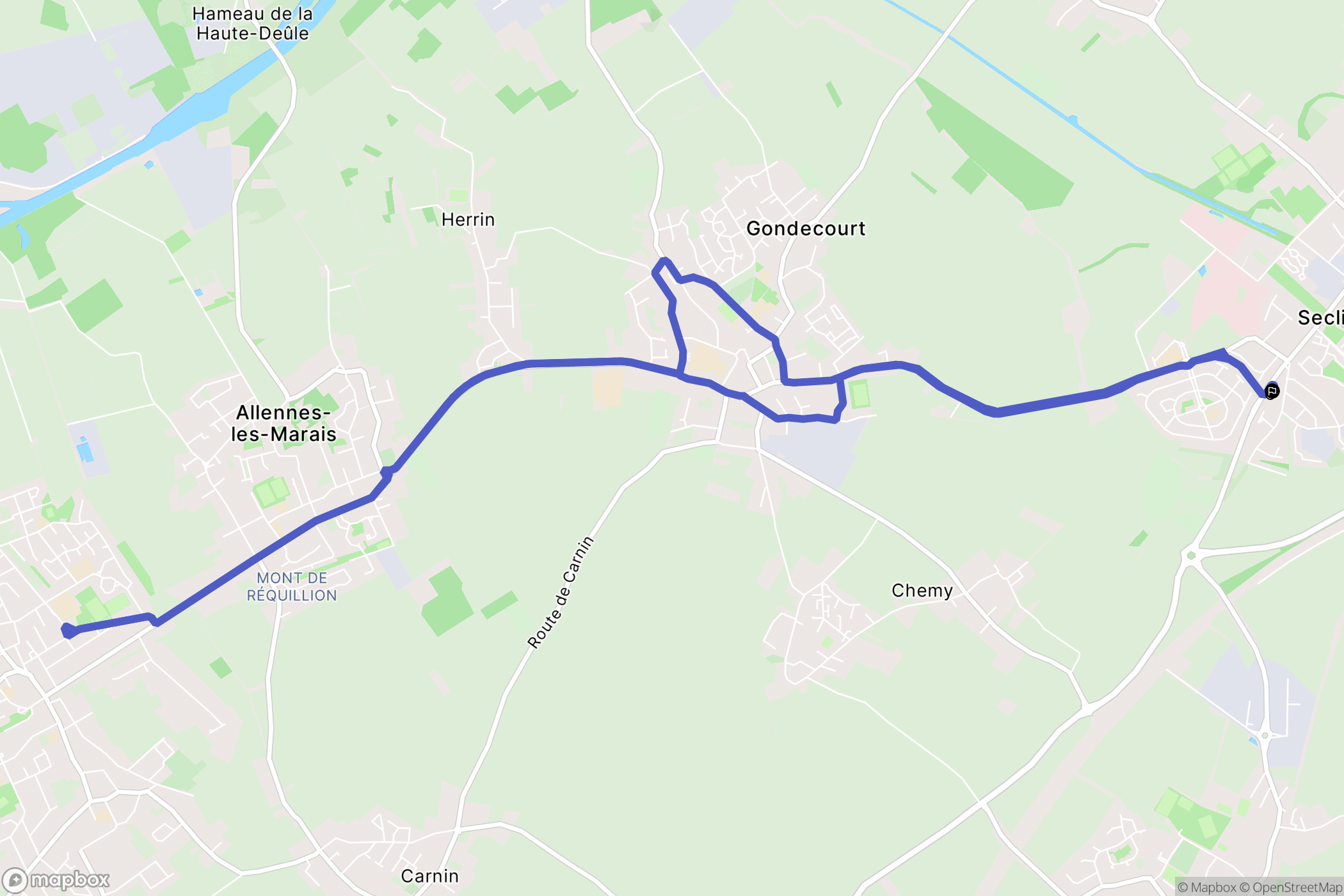 Seclin : carte du parcours de randonnée - France