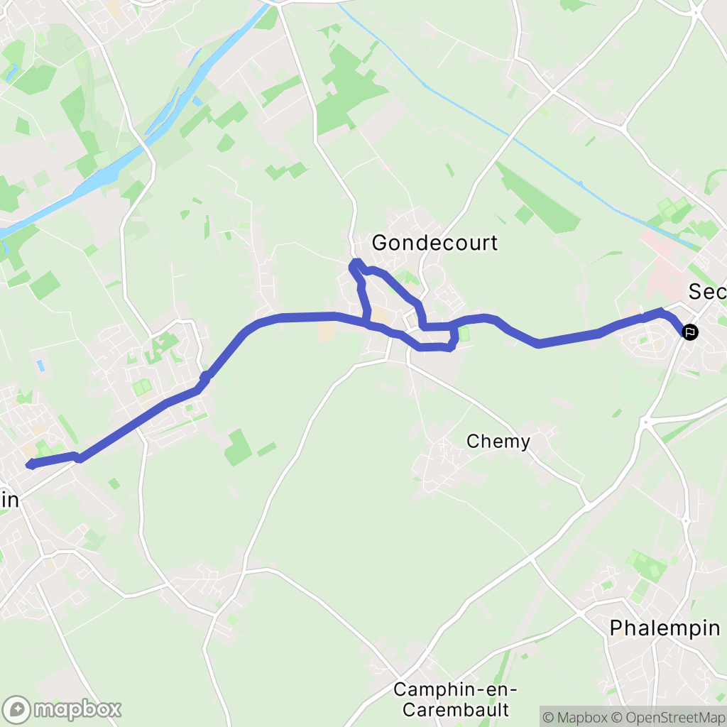 Seclin : carte du parcours de randonnée - France