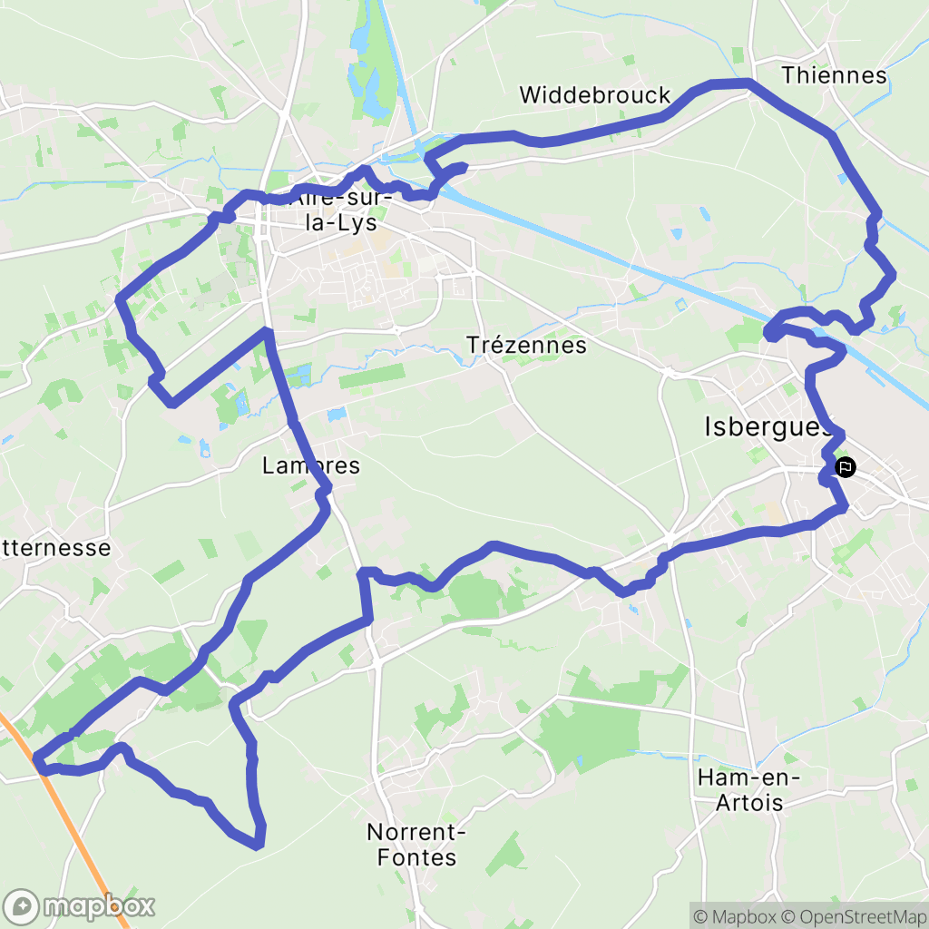 Isbergues : carte du parcours de randonnée - France