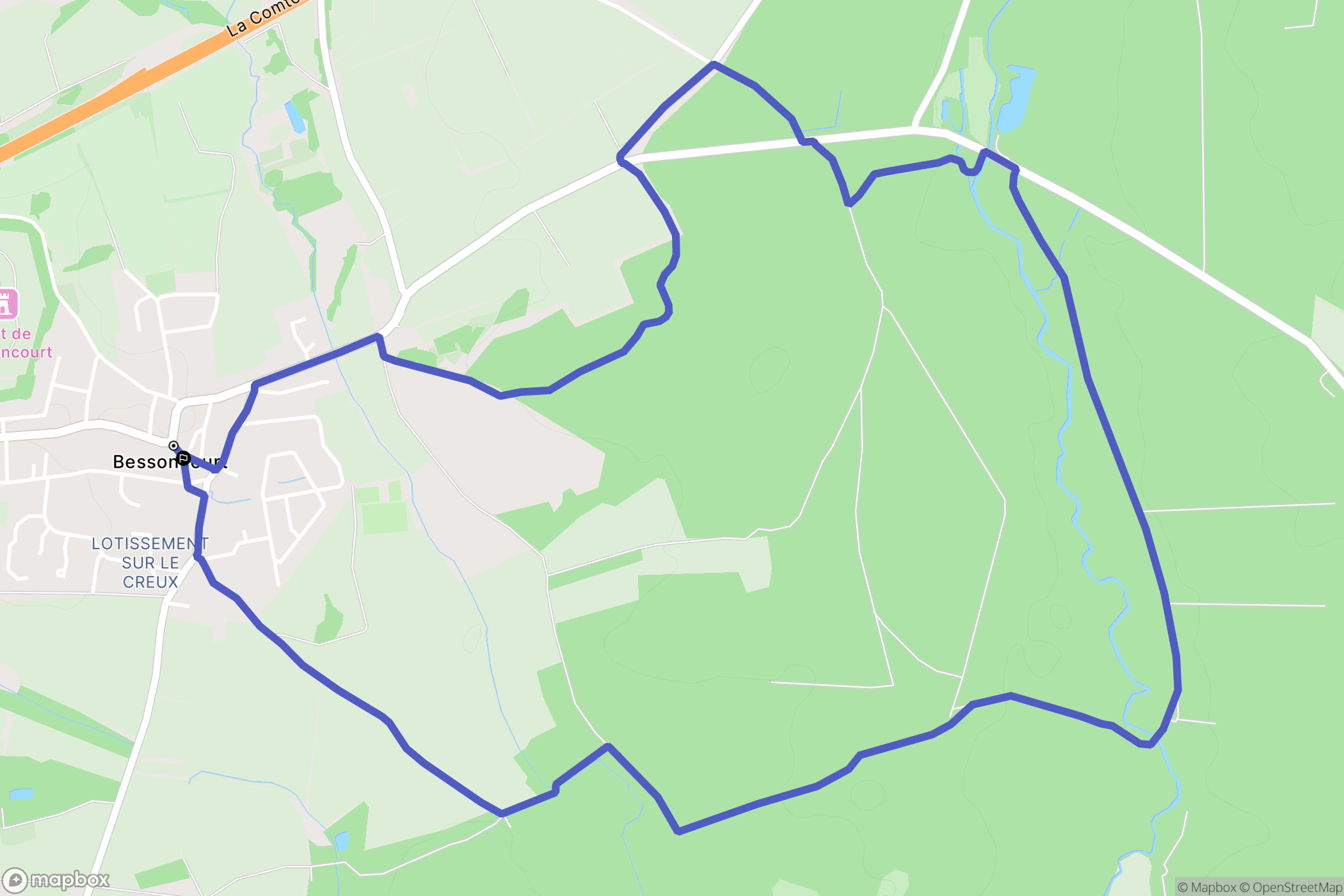 Bessoncourt : carte du parcours de randonnée - France