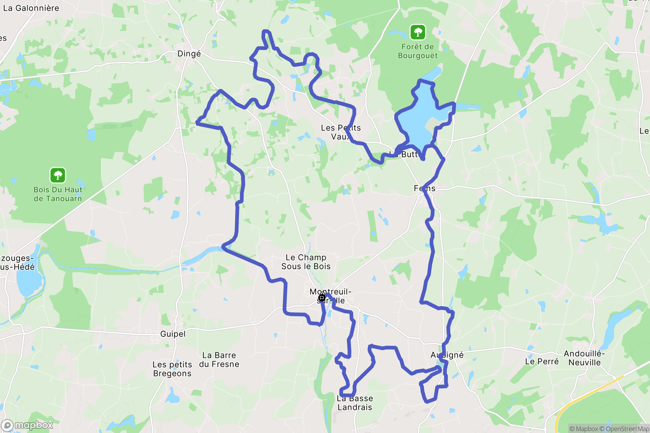 Montreuil-sur-Ille : carte du parcours de randonnée - France