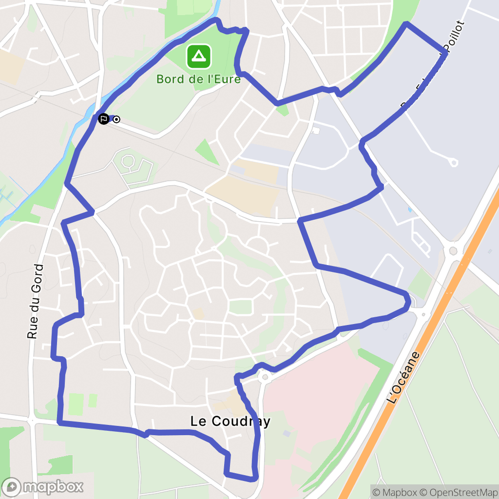 Chartres : carte du parcours de randonnée - France
