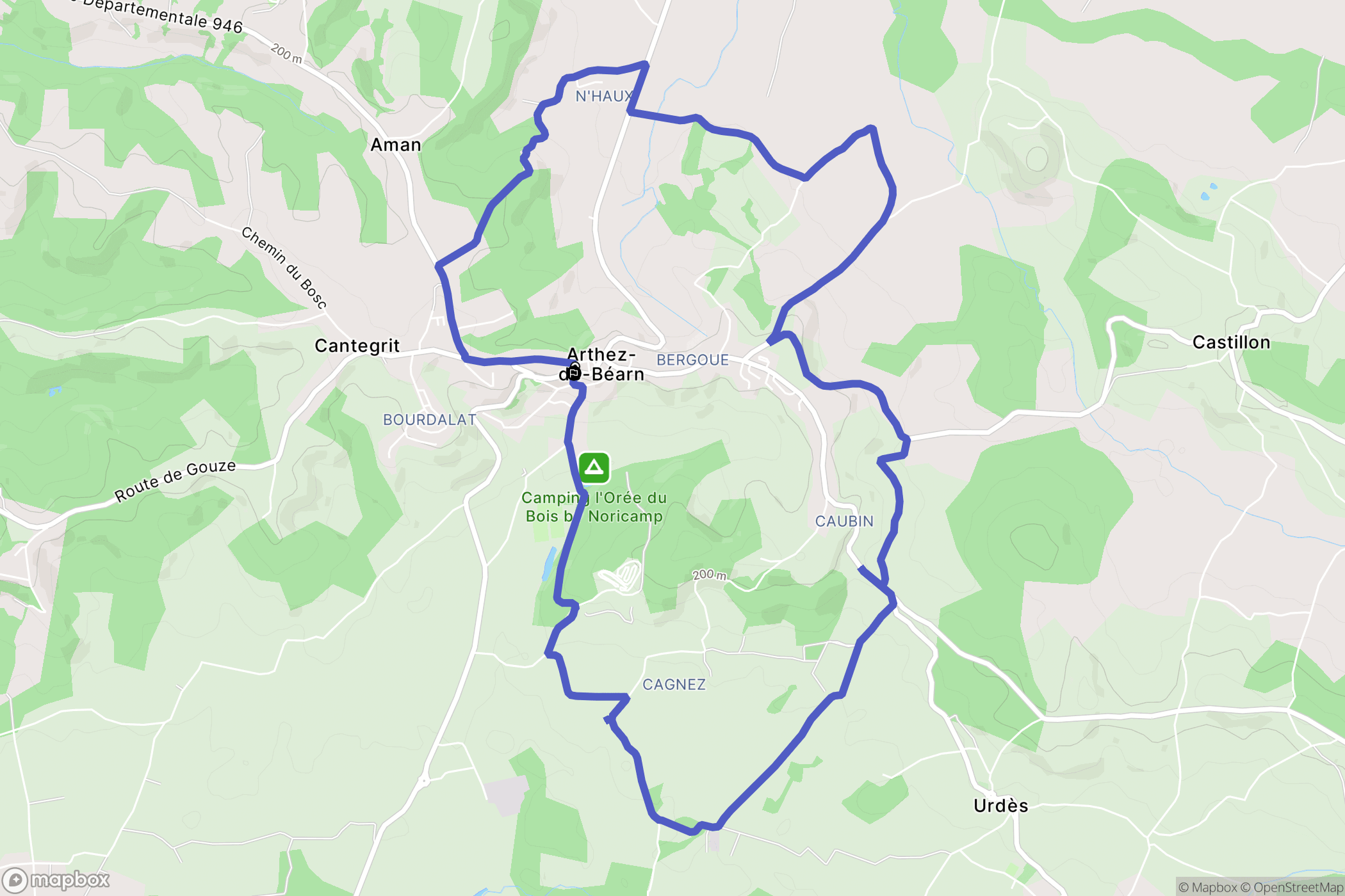 Arthez-de-Béarn : carte du parcours de randonnée - France