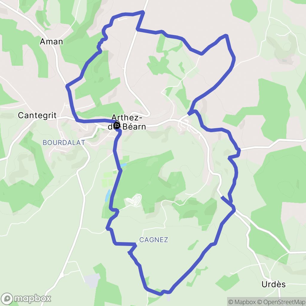 Arthez-de-Béarn : carte du parcours de randonnée - France