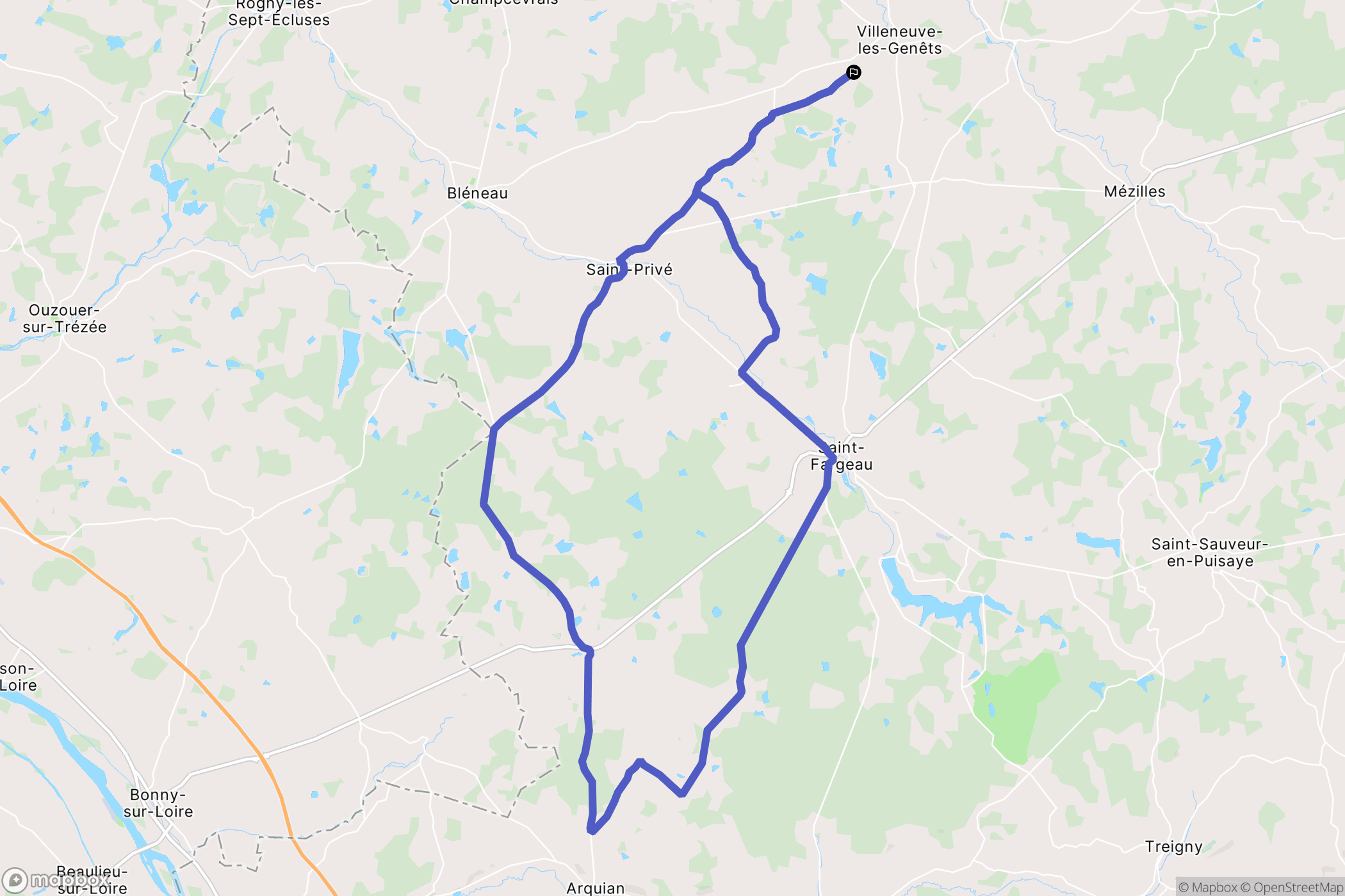 Villeneuve-les-Genêts : carte du parcours de randonnée - France